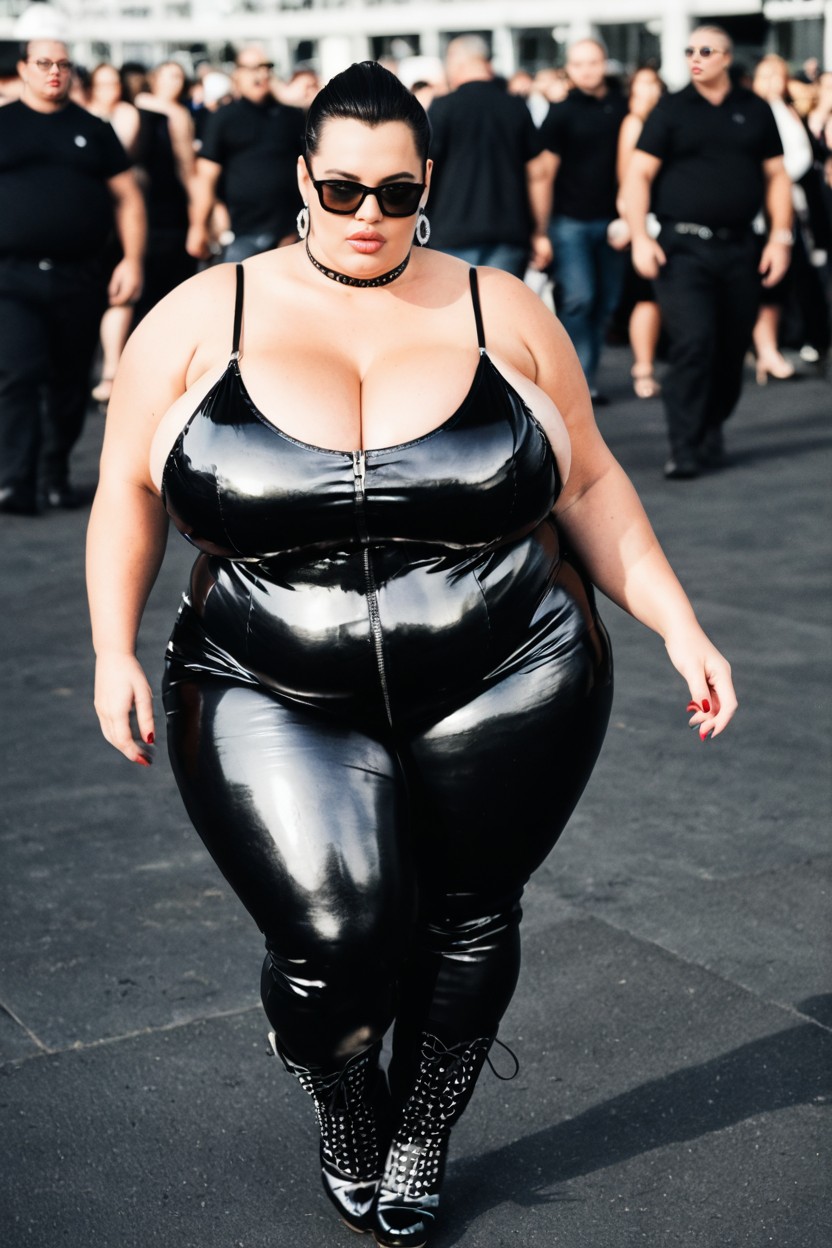 Top Down, Side View, Choker BBW AI Porn