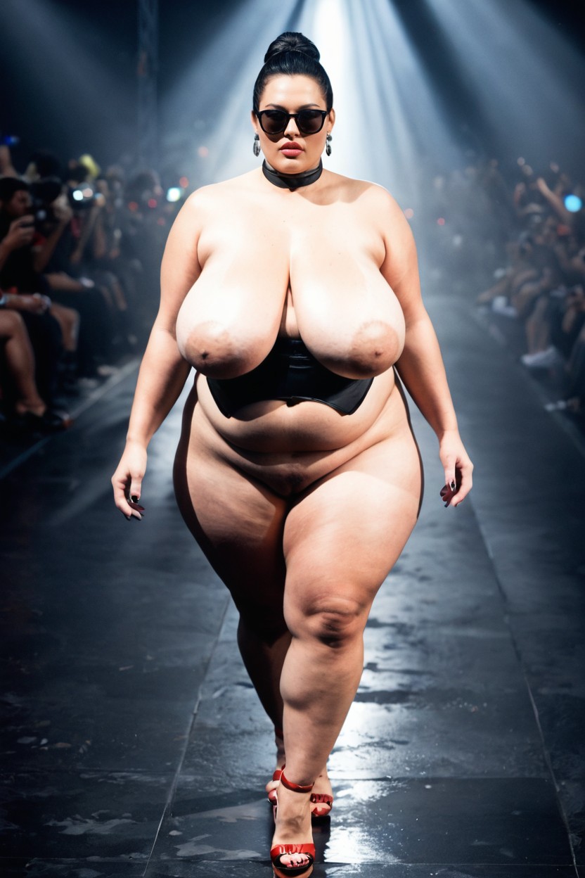 Supermassive Thick Wide Hips, Large Areolae, Stark Contrast BBW AI Porn