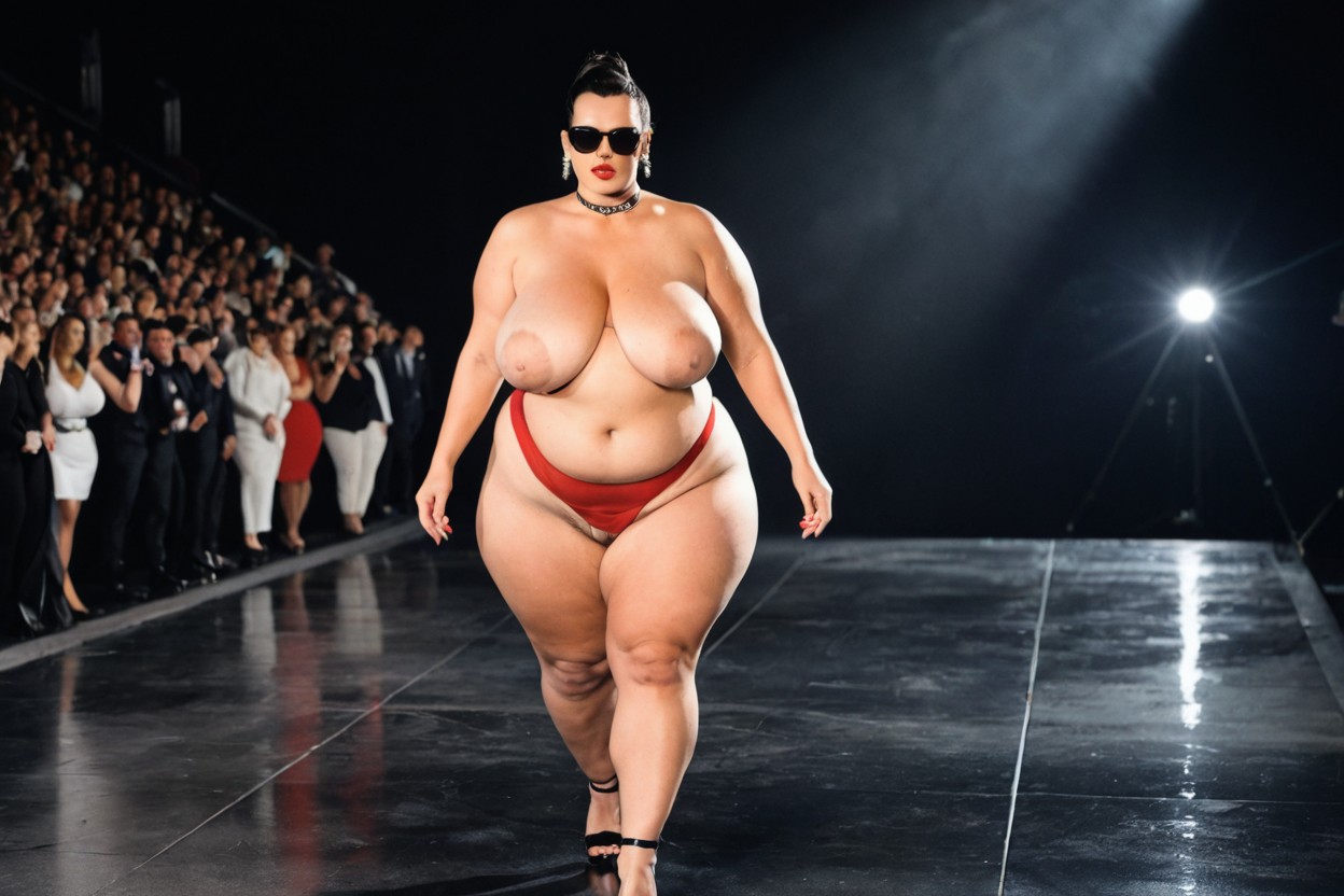 Earrings, Elite Fashion Crowd, Pale Skin BBW AI Porn