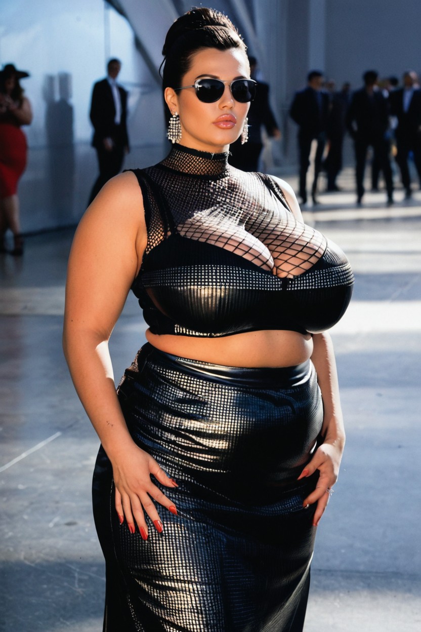 Fog Machine Effect, Reflective Surface, Elite Fashion Crowd BBW AI Porn