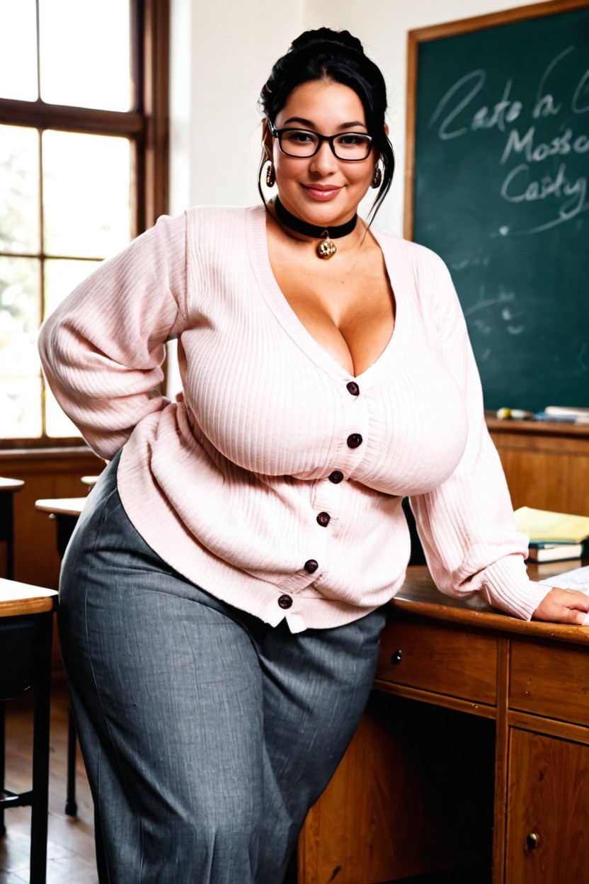 Late S, Notebooks, Kind And Calm Eyes BBW AI Porn