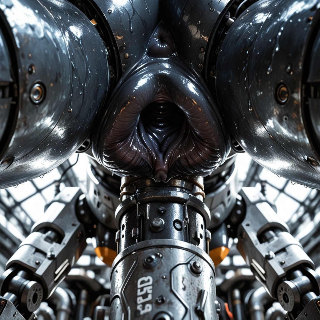 Viscous Fluid Coating The Metal, Huge Mechanical Labia, Fucking Machine BBW AI Porn