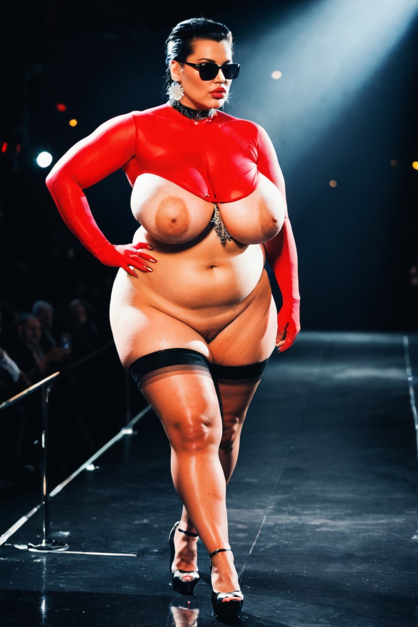 Modelando, Glossy Black Floor, Deep Shadows Porno BBW IA