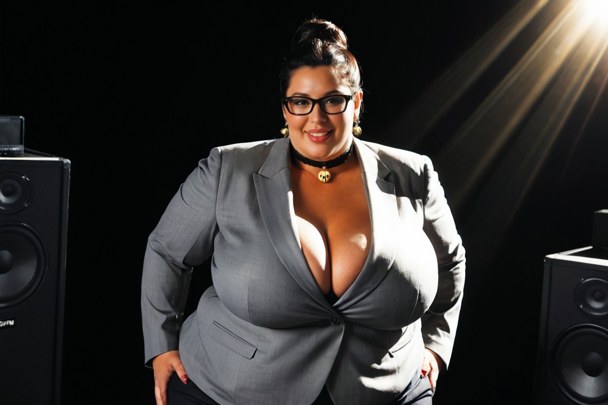 Double Chin, Photorealistic, Neat Bun Hairstyle BBW AI Porn