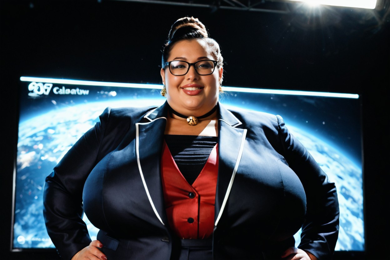 Bbw, Smiling Mouth Open, Neat Bun Hairstyle BBW AI Porn