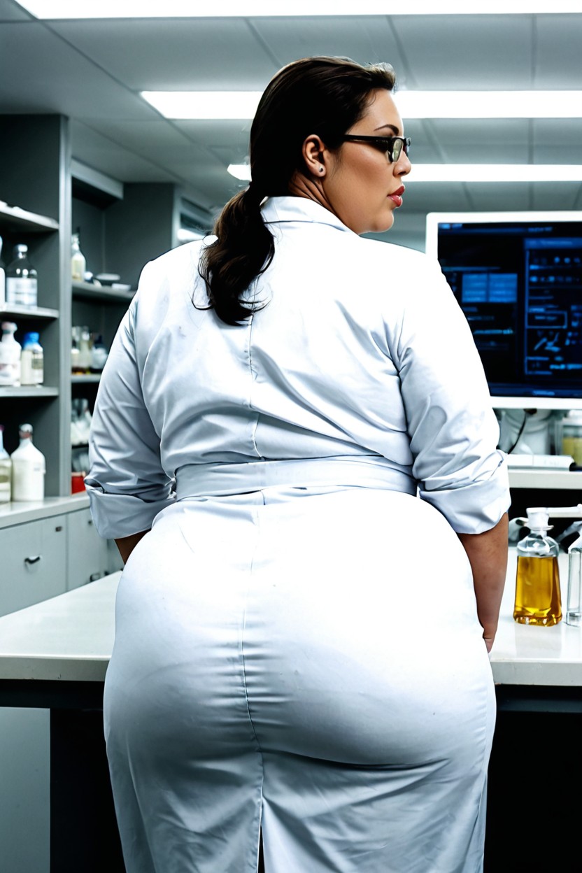 Low Angle, Cold Demeanor, High Contrast BBW AI Porn