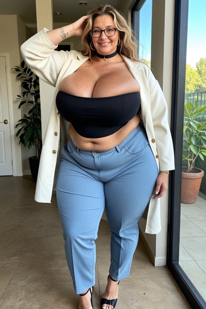 Sweaty, Double Chin, Chubby Plump Body BBW AI Porn