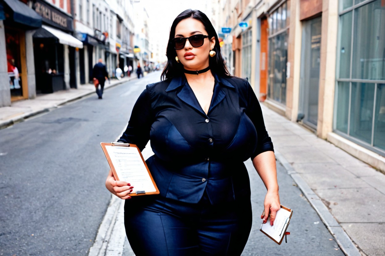 Double Chin, Plump Large Lips, Fully Clothed BBW AI Porn