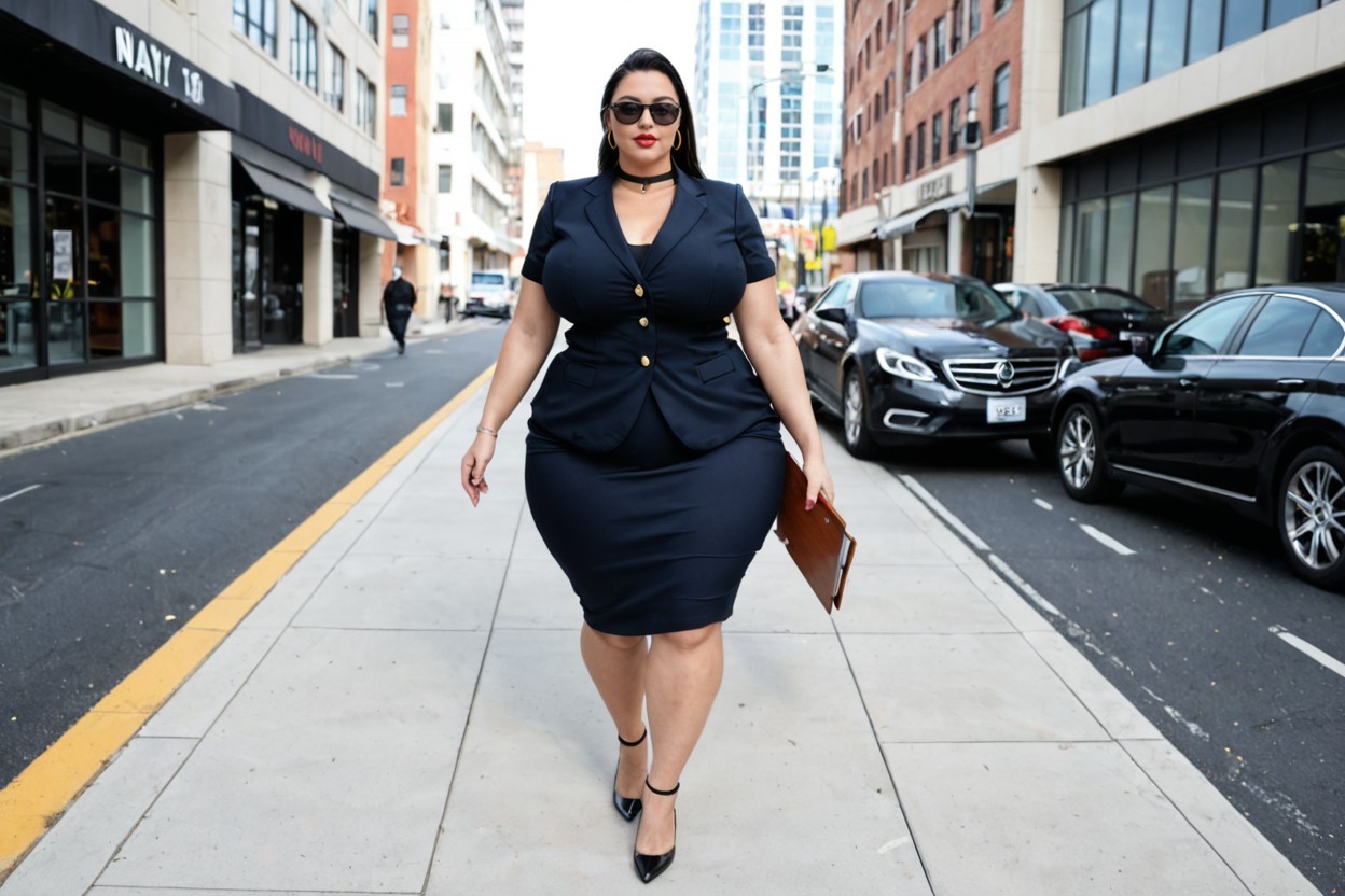 Thick Glossy Lips, Very Sleek Long Black Hair, Bright Directional Natural Light BBW AI Porn