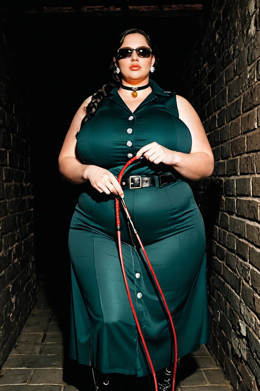 Very Long Braided, Holding A Stick-shaped Whip, A Single Harsh BBW AI Porn