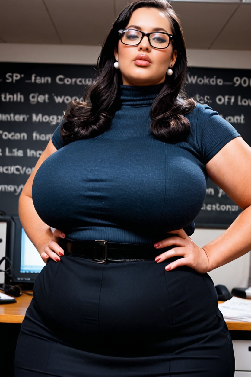 Intense Discussion, Very Sleek Long Hair, Professional Atmosphere BBW AI Porn