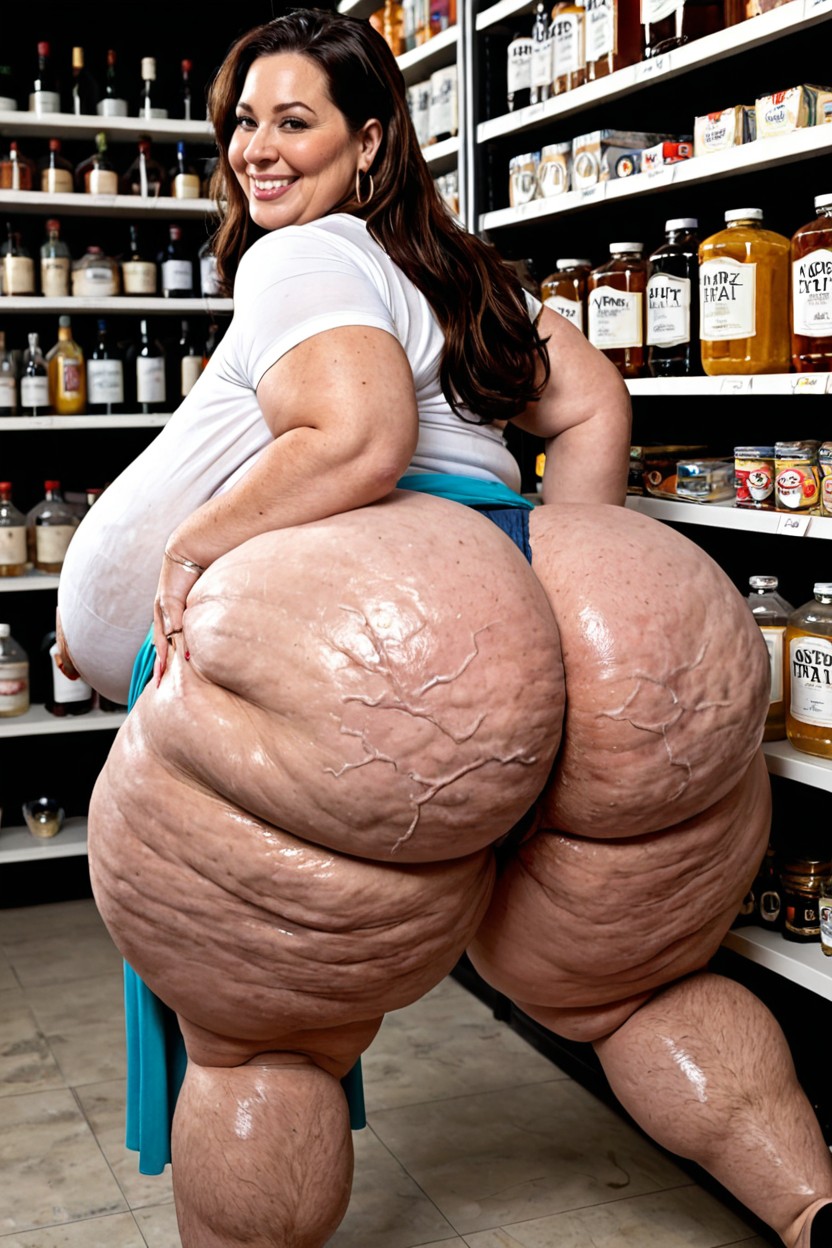 Wide Obese Phat Booty, Lustfull Face Expression, Strong Facial Features BBW AI Porn