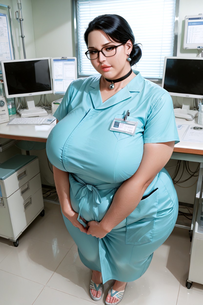 Fully Clothed, Medical Clinic Reception, Clothed Supermassive Thick Wide Hips BBW AI Porn