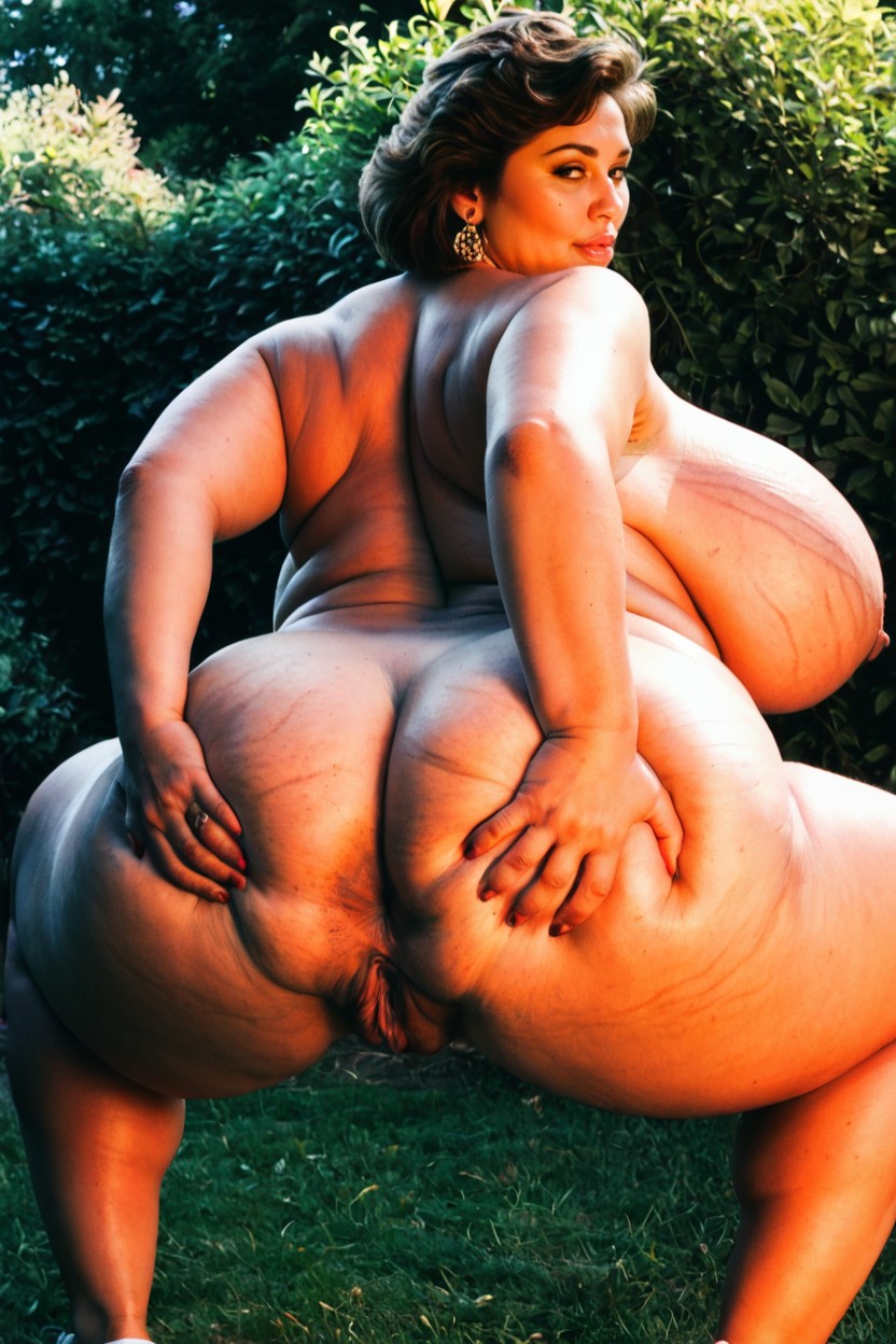 Stretch Marks, Very Short Hair, Crouching BBW AI Porn