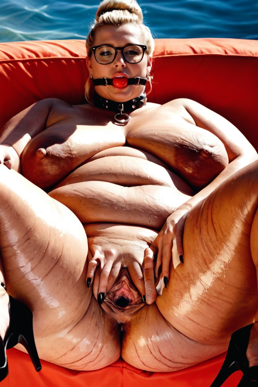 By A Lake, Ashamed Expression, Large Nipples Porno BBW IA