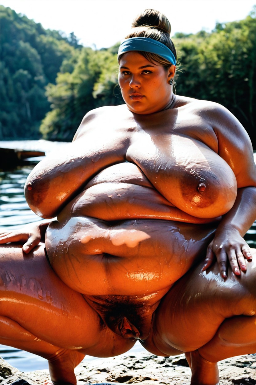 Naked, Breast Expansion, Spreading Pussy With One Hand BBW AI Porn