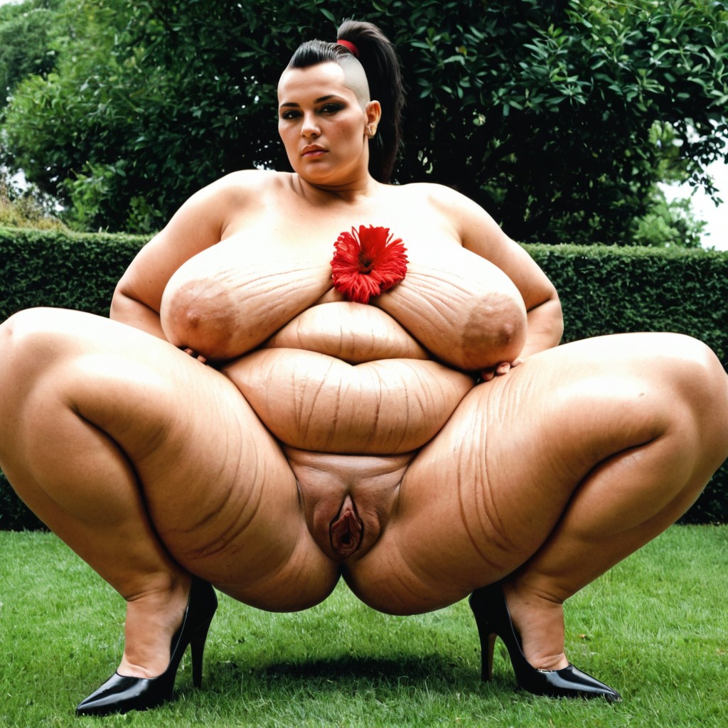 Ponytail, Stretch Marks, Naked BBW AI Porn