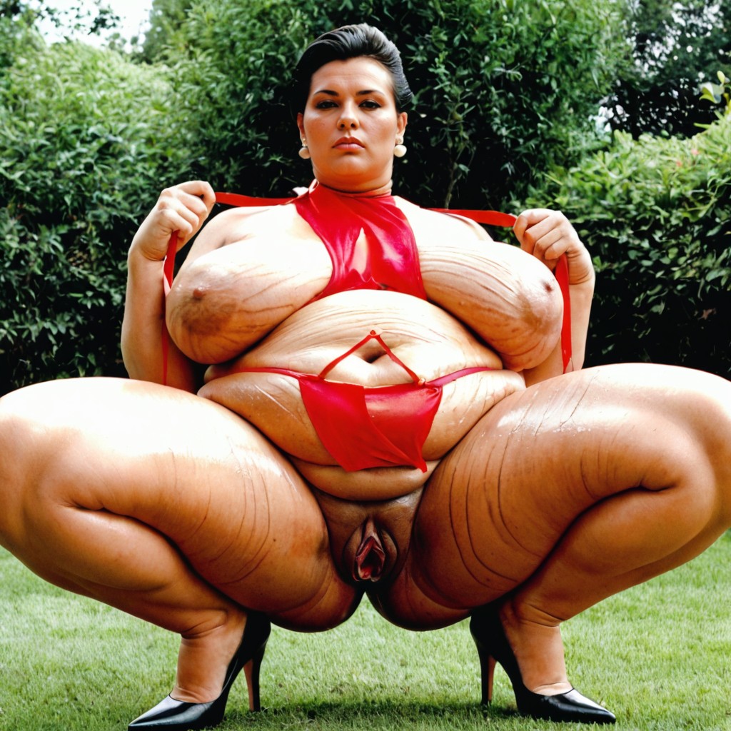 Obese Thighs, Oiled, Front View BBW AI Porn
