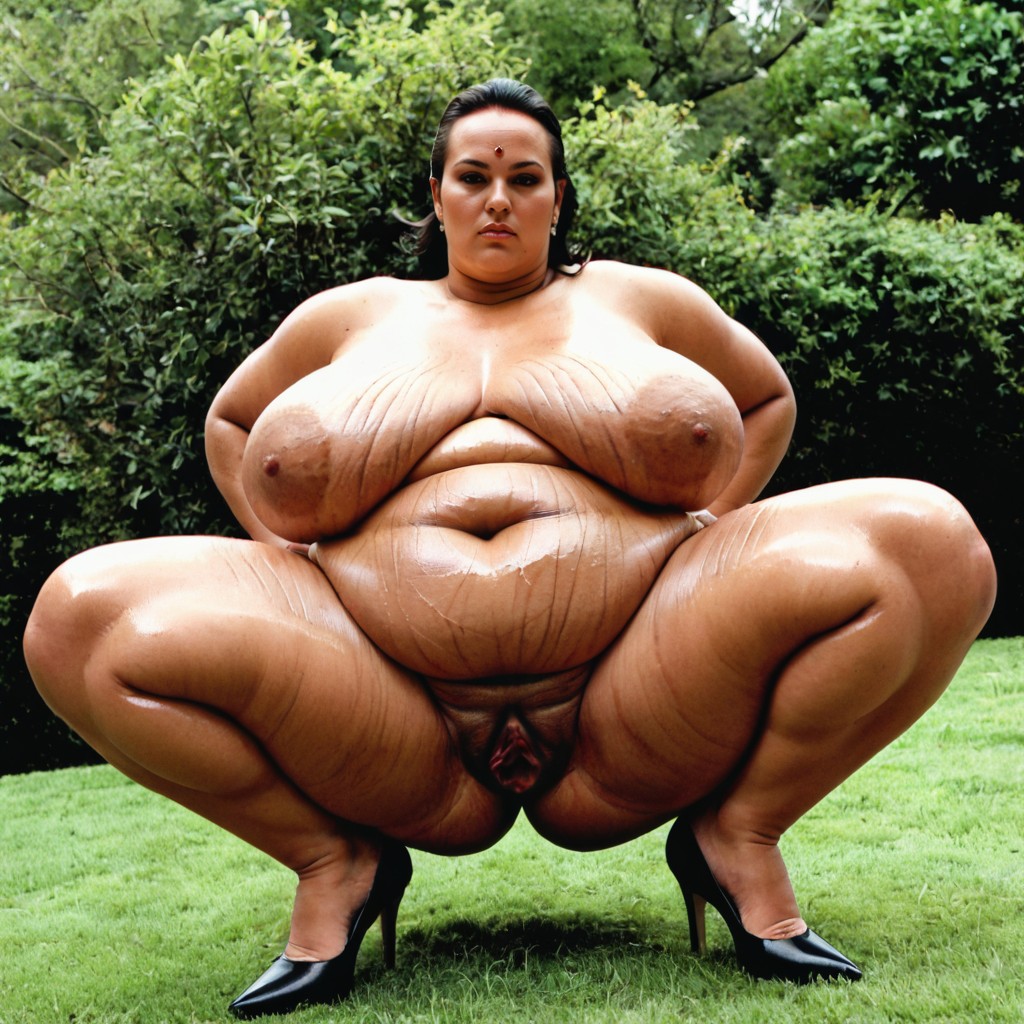 50+, Park, Black Stiletto Heels BBW AI Porn