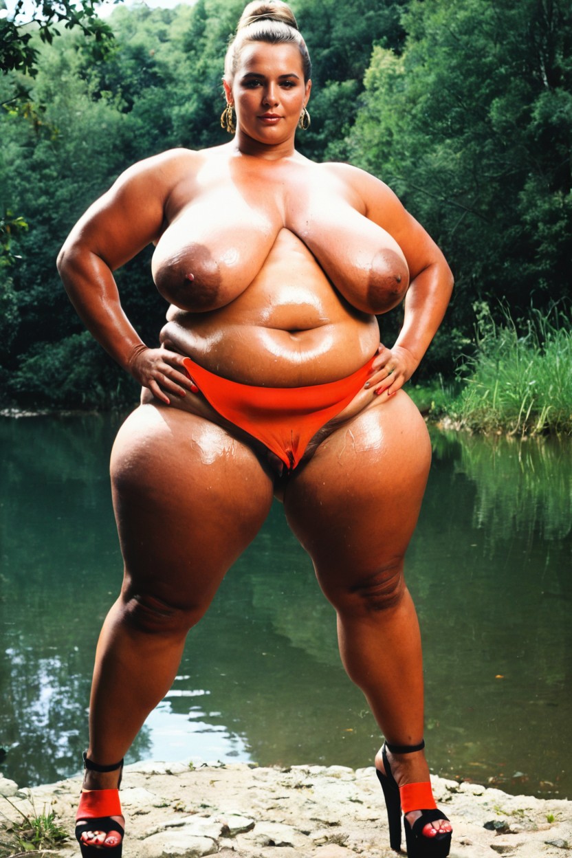 Pierced Belly, 50+, Extremely Obese Gigantic Obese Saggy Tits BBW AI Porn
