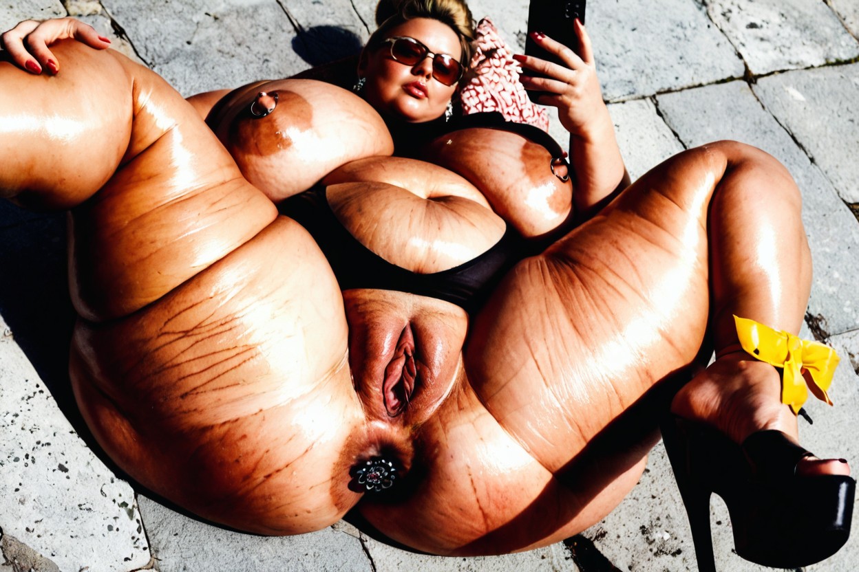 Pierced Nipples, Extremely Large Gigantic Puffy Labia, Thick Lips BBW AI Porn