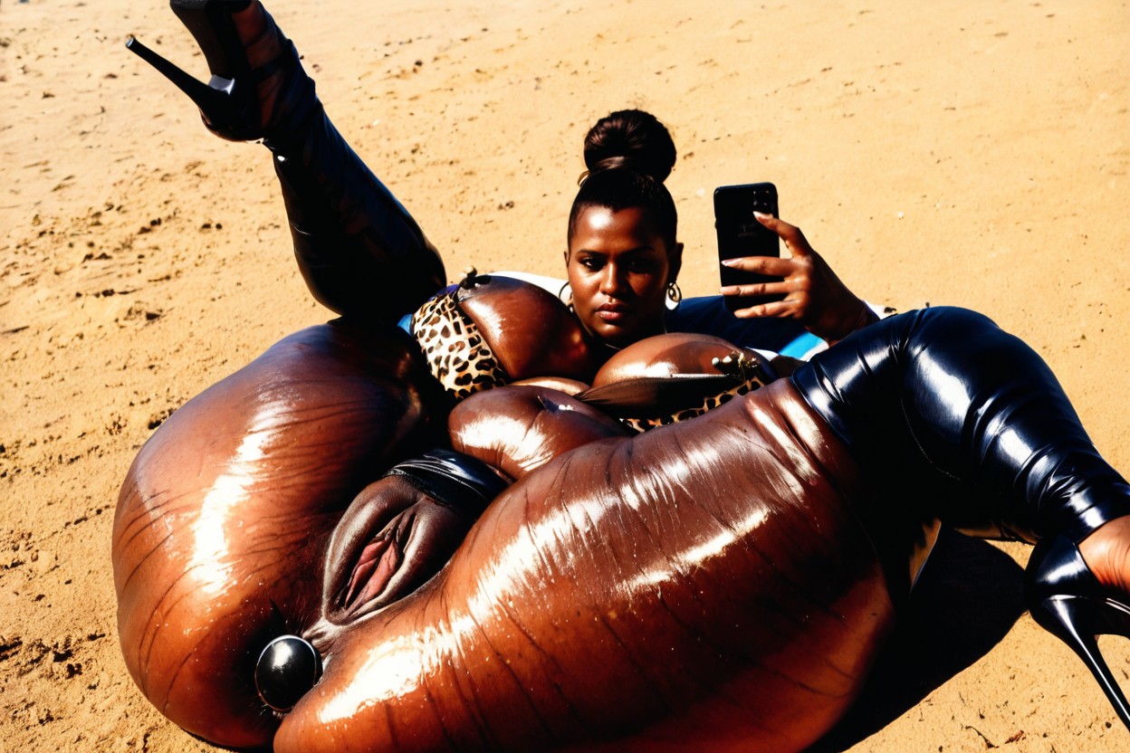Selfie, Stretch Marks, Shiny Skin BBW AI Porn