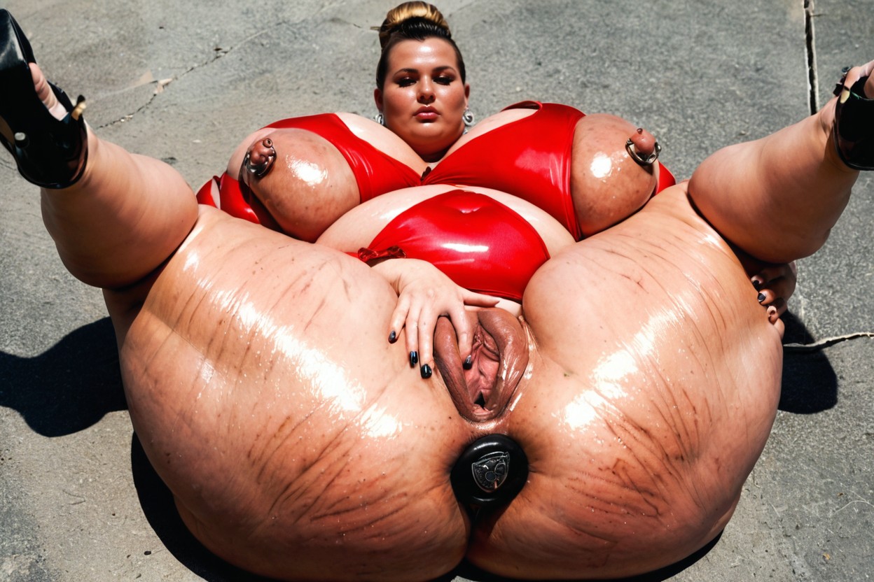 Platform Heels, Smooth Skin, Huge Puffy Nipples BBW AI Porn