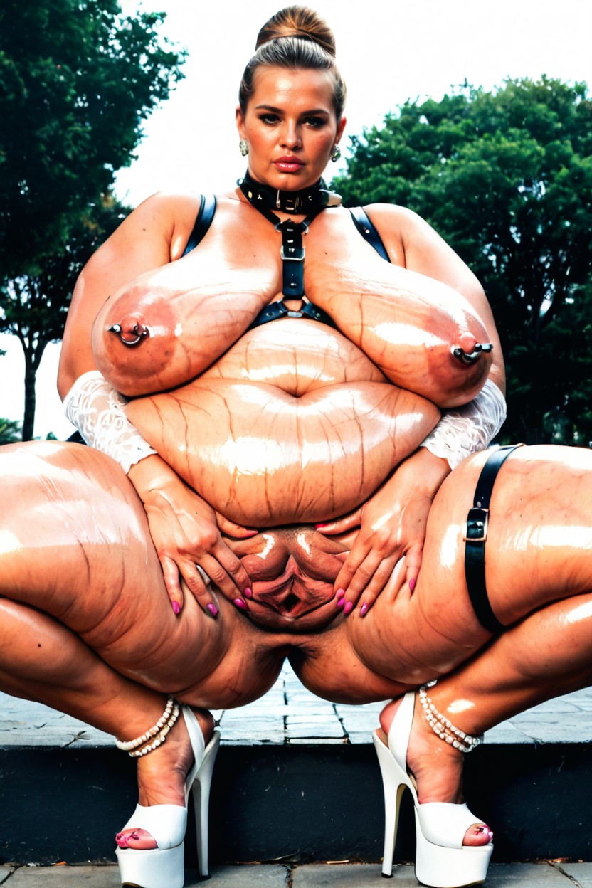 Kneel, Natural Sagging Breasts, Gigantic Perfect Boobs BBW AI Porn