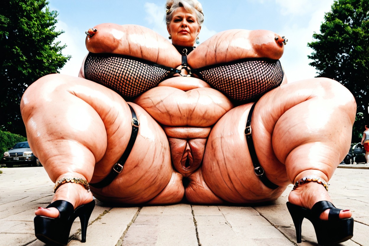 Extremely Gigantic Obese Belly Rolls, Thick Thighs, Gigantic Puffy Areolas BBW AI Porn