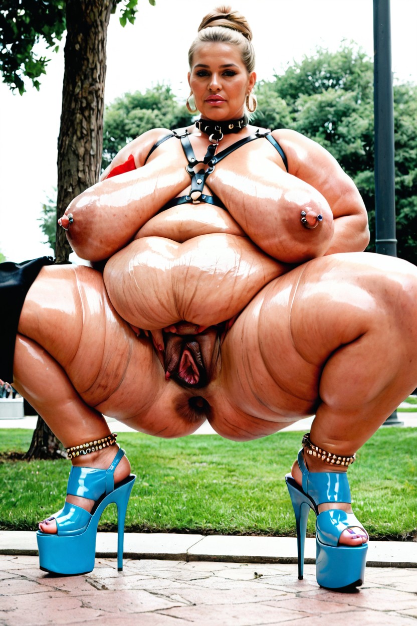 Feet Together, Spreading Pussy With Both Hands, Natural Sagging Breasts Porno BBW IA