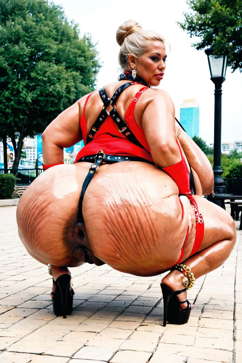 Extremely Large Gigantic Puffy Labia, Anklet, Pale Skin BBW AI Porn