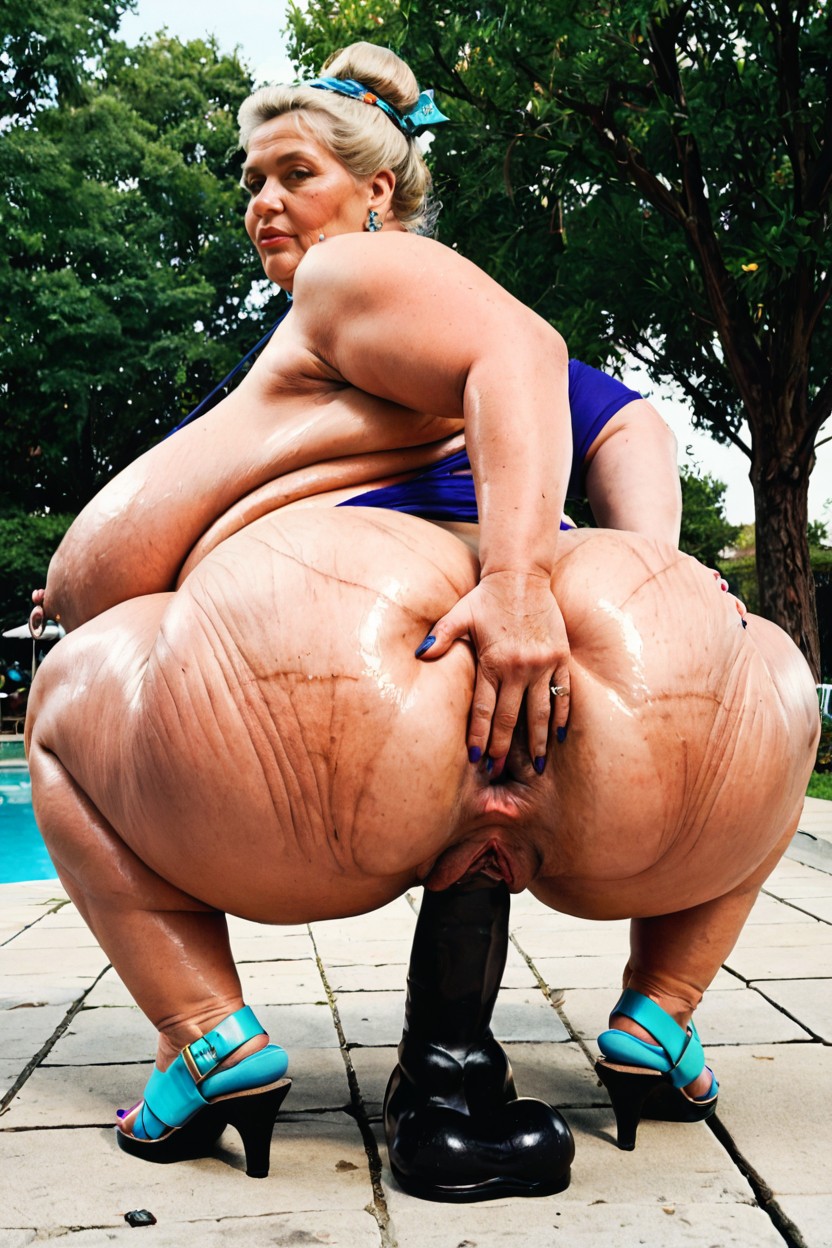 Giant Saggy Breasts, Thick Thighs, Extremely Gigantic Obese Belly Rolls BBW AI Porn