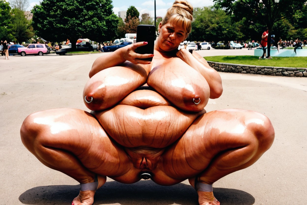 Barefoot, Shiny Skin, Selfie BBW AI Porn