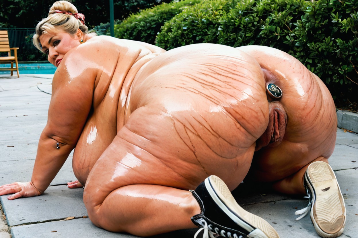 Converse Shoes, Oiled Skin, Huge Puffy Nipples BBW AI Porn