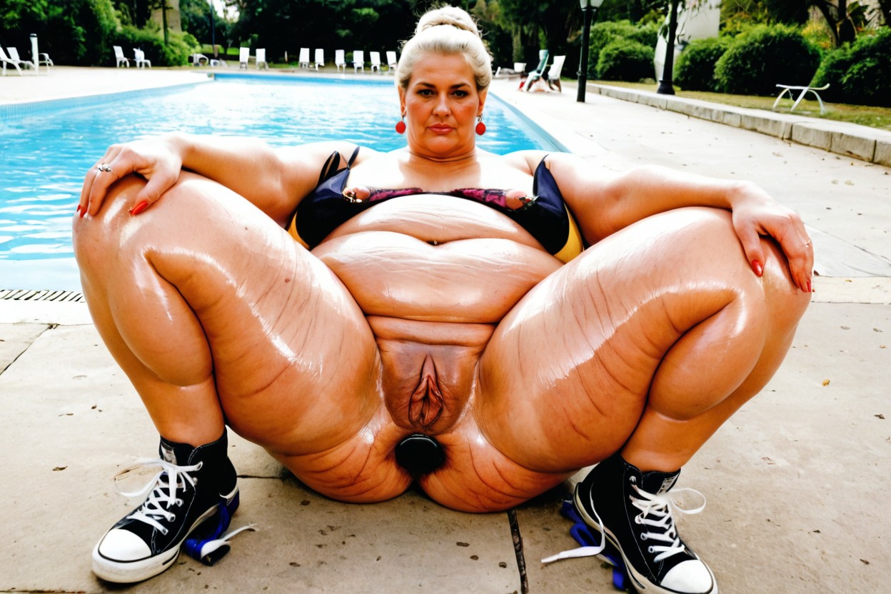 Shaved Pussy, Smooth Skin, Converse Shoes BBW AI Porn