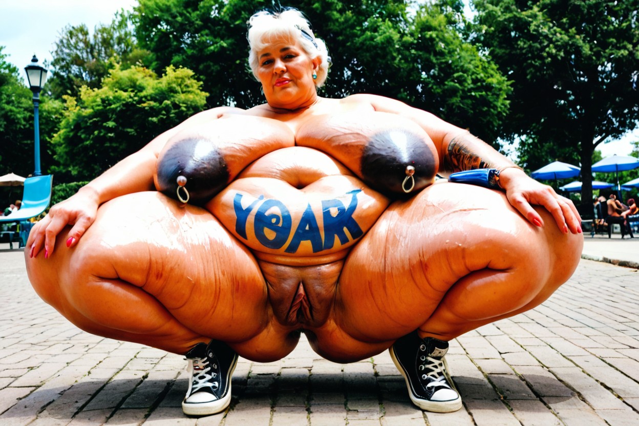 Both Hands On The Knees, Hair Bun, Knees Apart BBW AI Porn