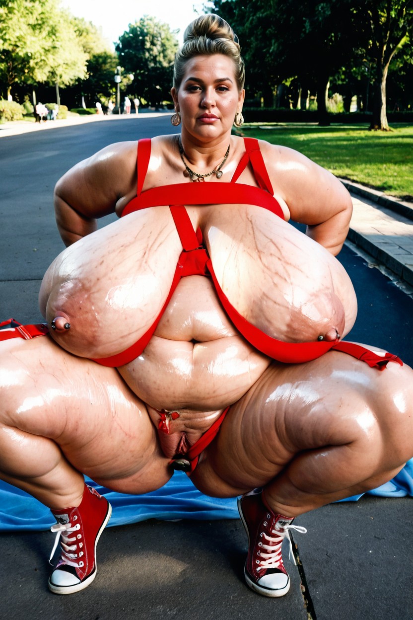 Front View, Freckles, Feet On The Ground BBW AI Porn