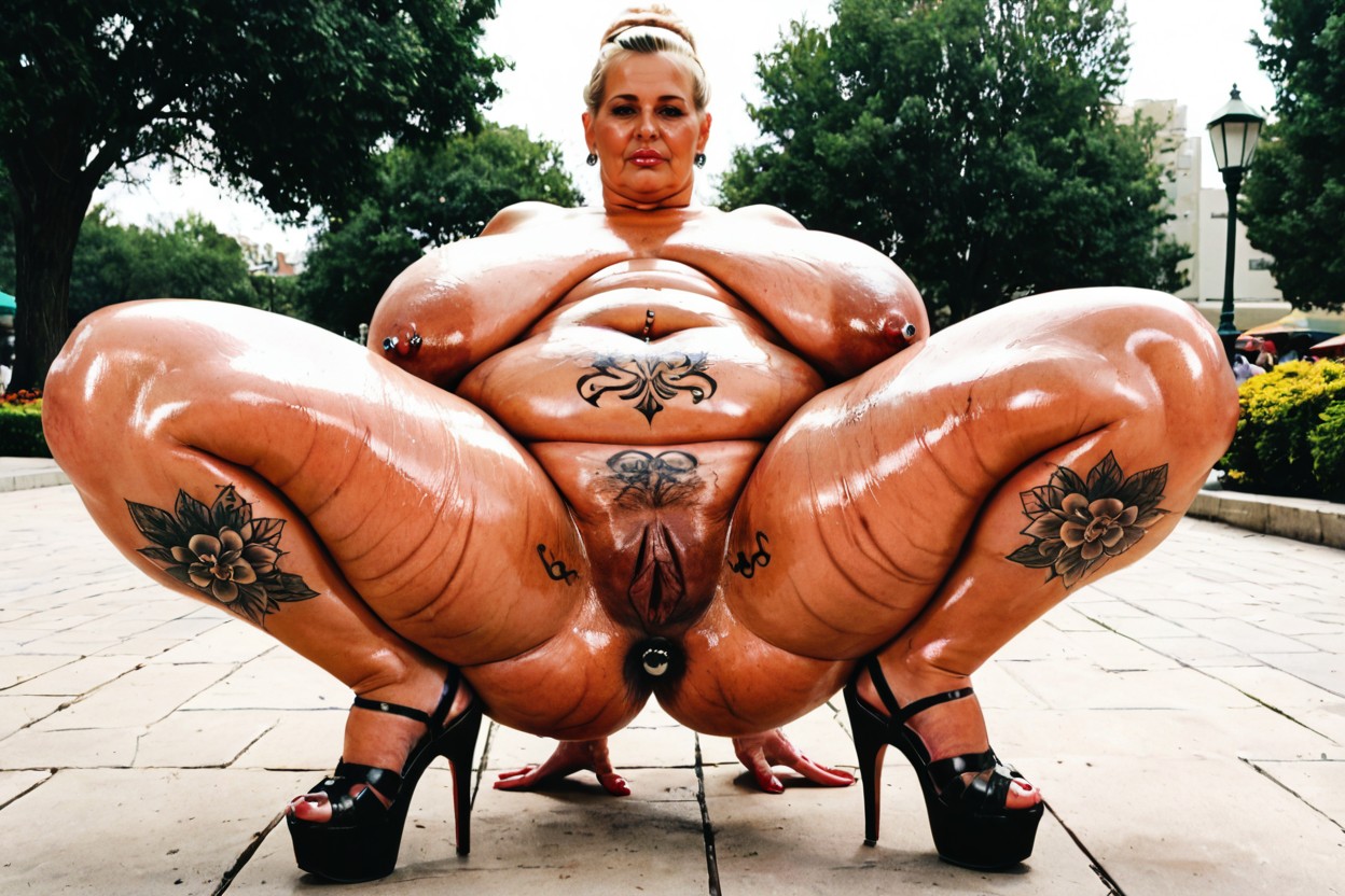 Extremely Obese Ssbbw, Vue De Face, Pierced Pussy Porno IA BBW
