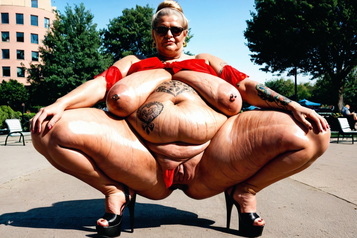Dark Blonde Hair, Hyper Thick Body, Volumetric BBW AI Porn