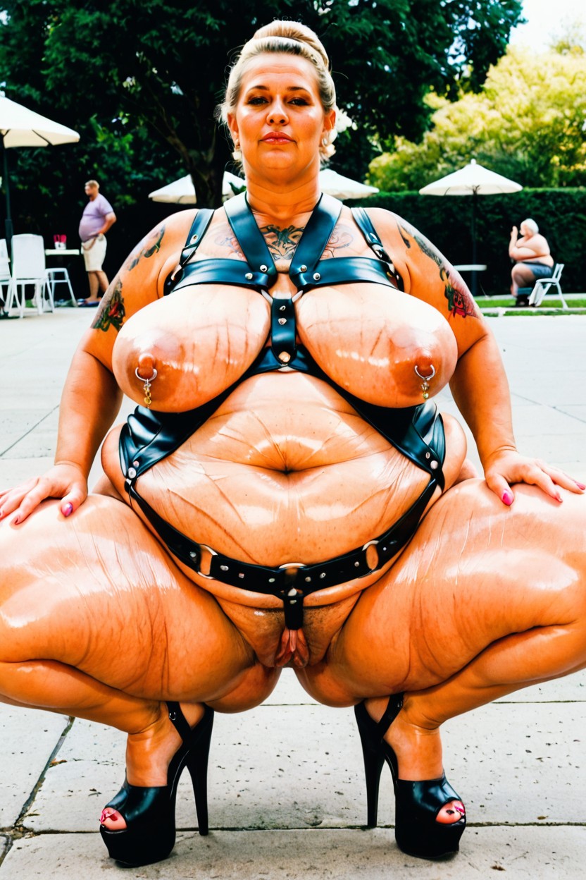 Serious Impression, Gigantic Puffy Areolas, Belly Tattoos BBW AI Porn