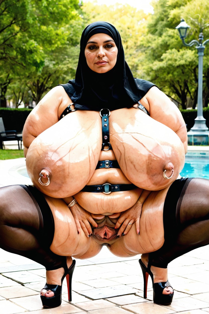 Shaved Pussy, Colossal Breast, Extremely Gigantic Obese Belly Rolls BBW AI Porn