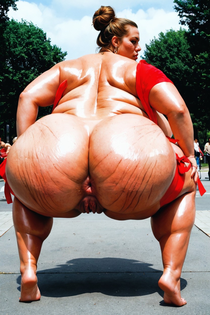 Volumenlicht, Thick Thighs, Perfekte Natürliche Mittlere Brüste BBW KI Porno