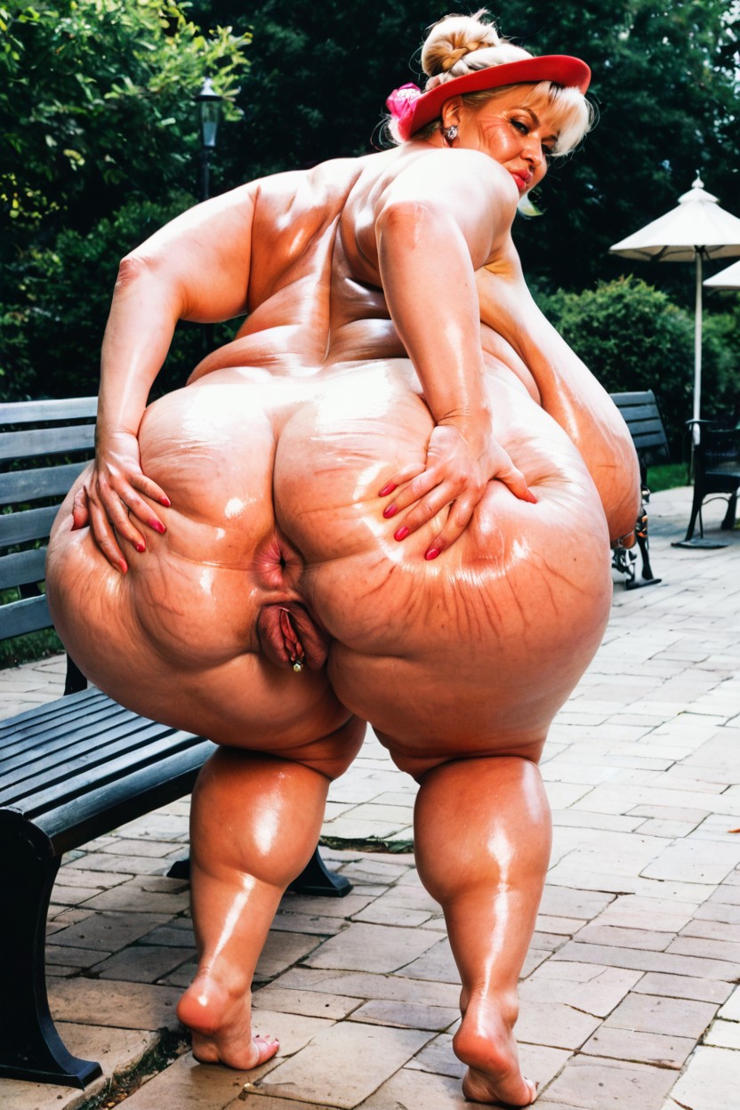 Large Anus, Extremely Gigantic Obese Belly Rolls, Both Hand On The Knees BBW AI Porn