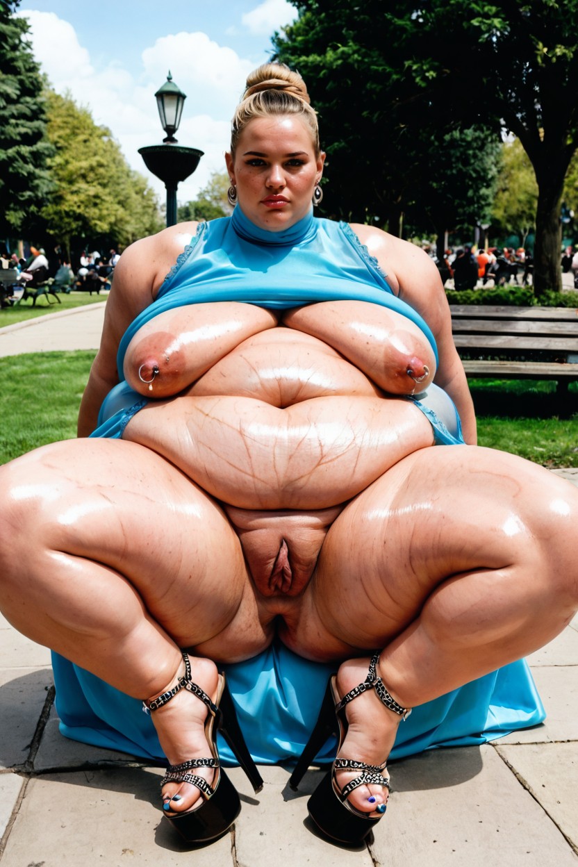 Pierced Nipples, Platform Heels, Serious Impression BBW AI Porn