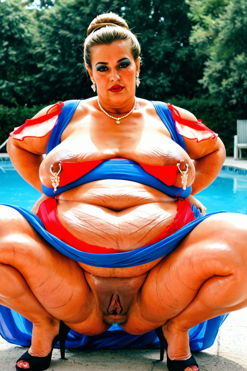 Extremely Large Gigantic Puffy Labia, Extremely Gigantic Obese Belly Rolls, German BBW AI Porn