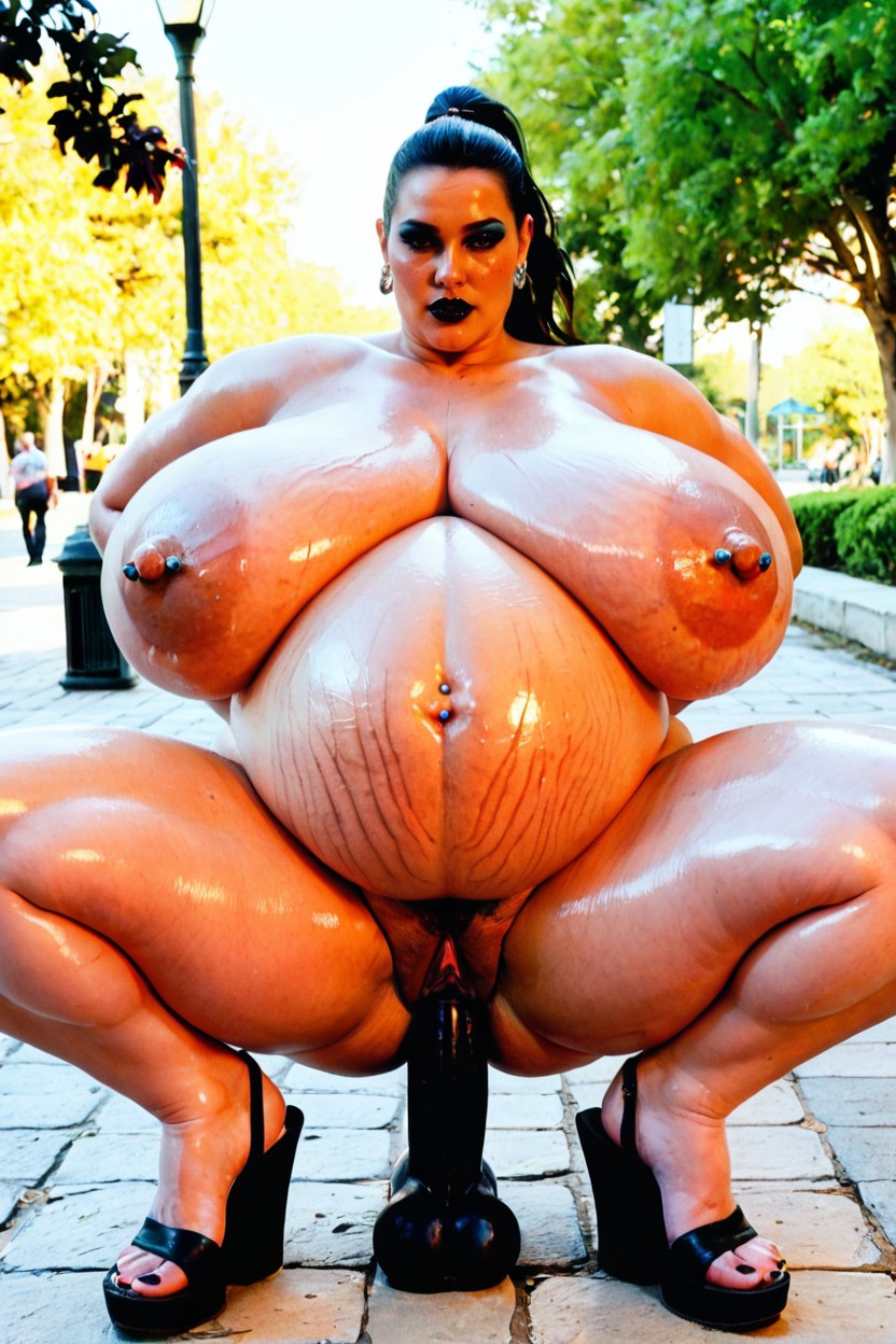 Gigantic Puffy Areolas, Black Lipstick, Squatting Porno BBW IA