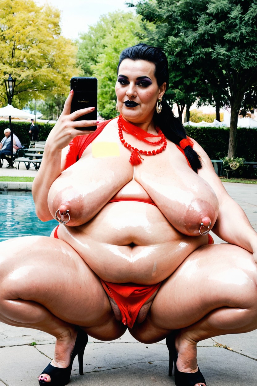 Huge Puffy Nipples, Thick Lips, Black Heels Porno BBW IA
