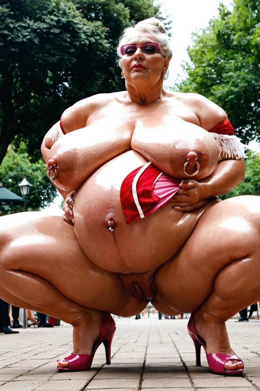 60+, Glistening Skin, Pregnant BBW AI Porn