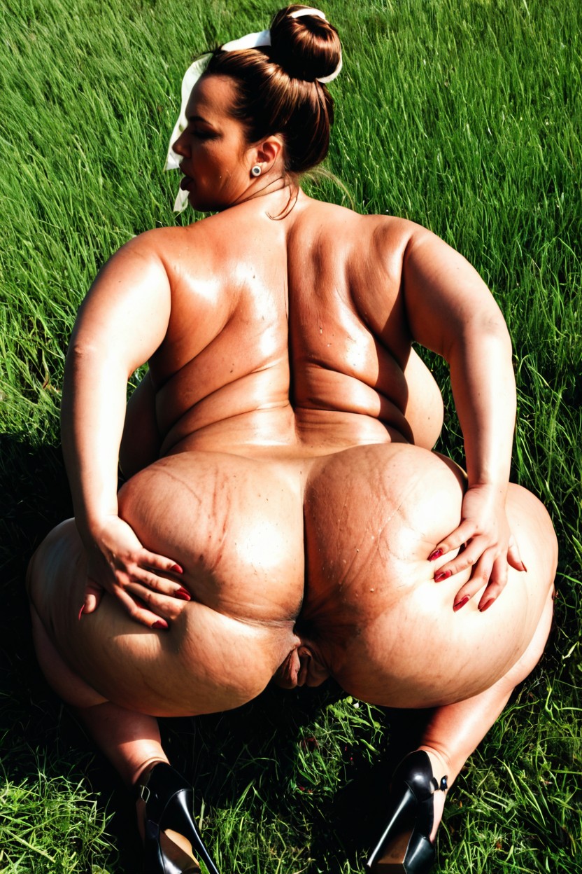 Extremely Sweating, Round Chubby Face, Whole Body BBW AI Porn