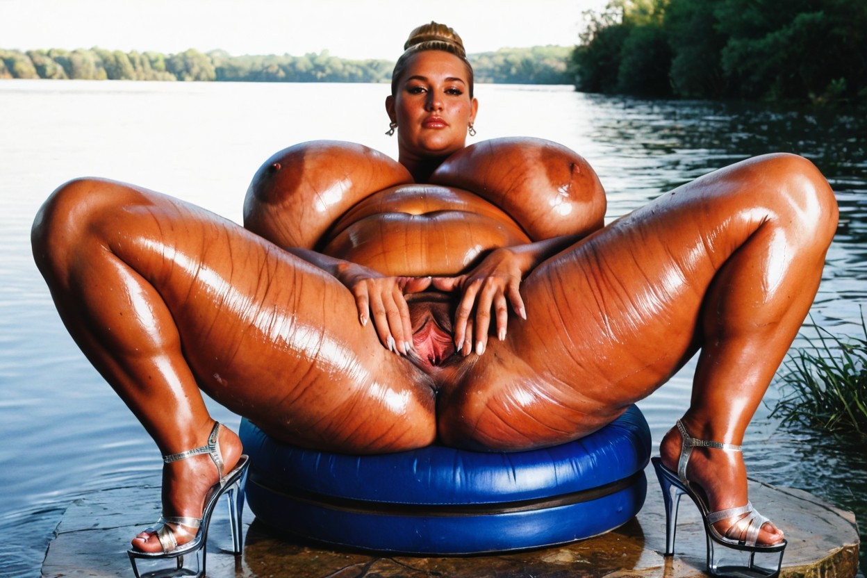 Round Chubby Face, Full Body, Oiled Skin BBW AI Porn